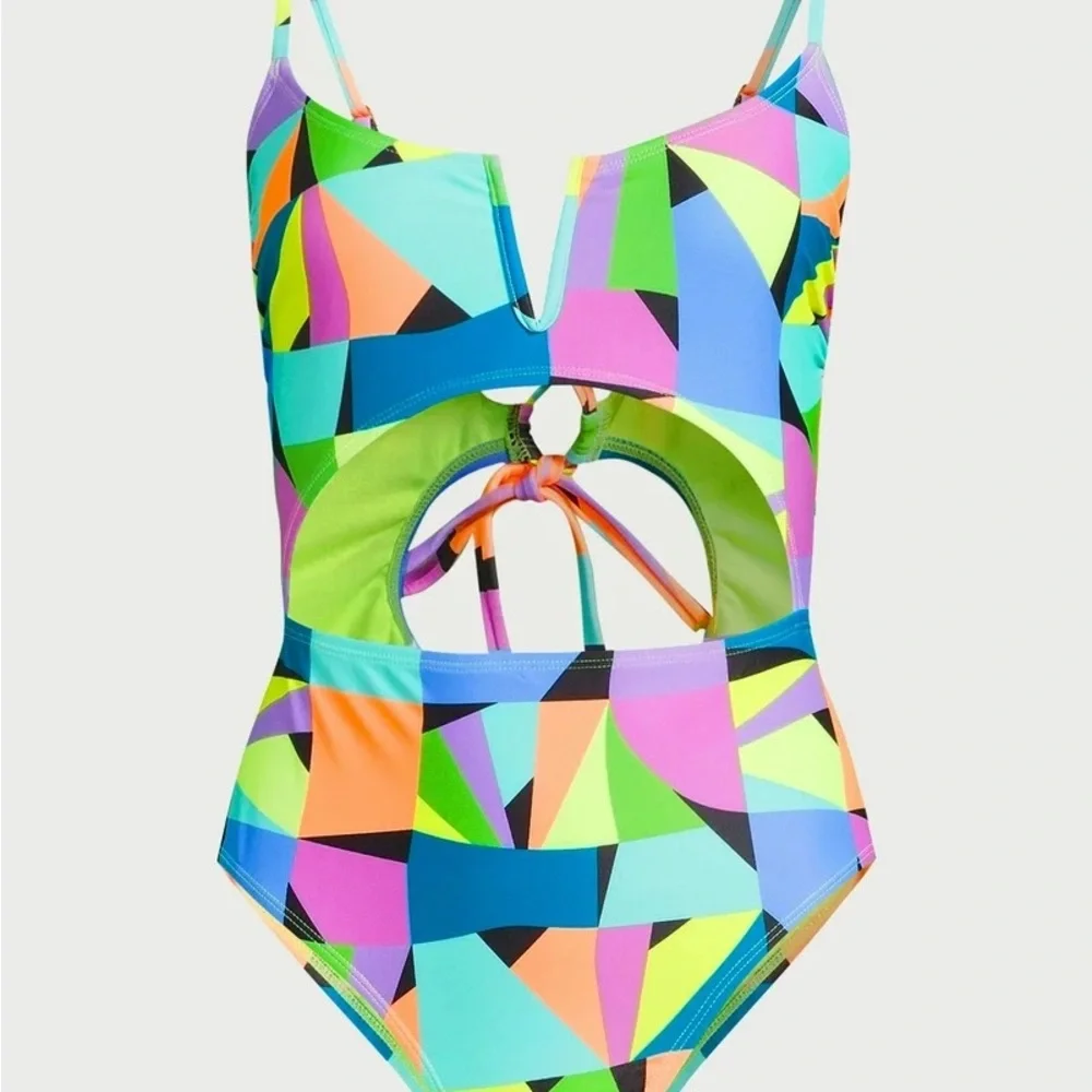 NWOT Geo Cut Out One Piece Swimsuit - Picture 4 of 8